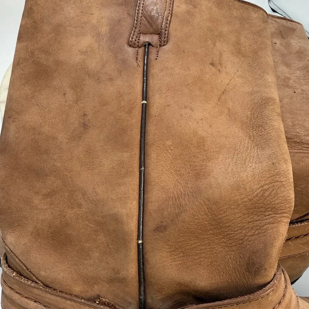 Botas Doble L Square Toe Brown Leather Biker Harness Boots Mens 28 MEX / 11 US